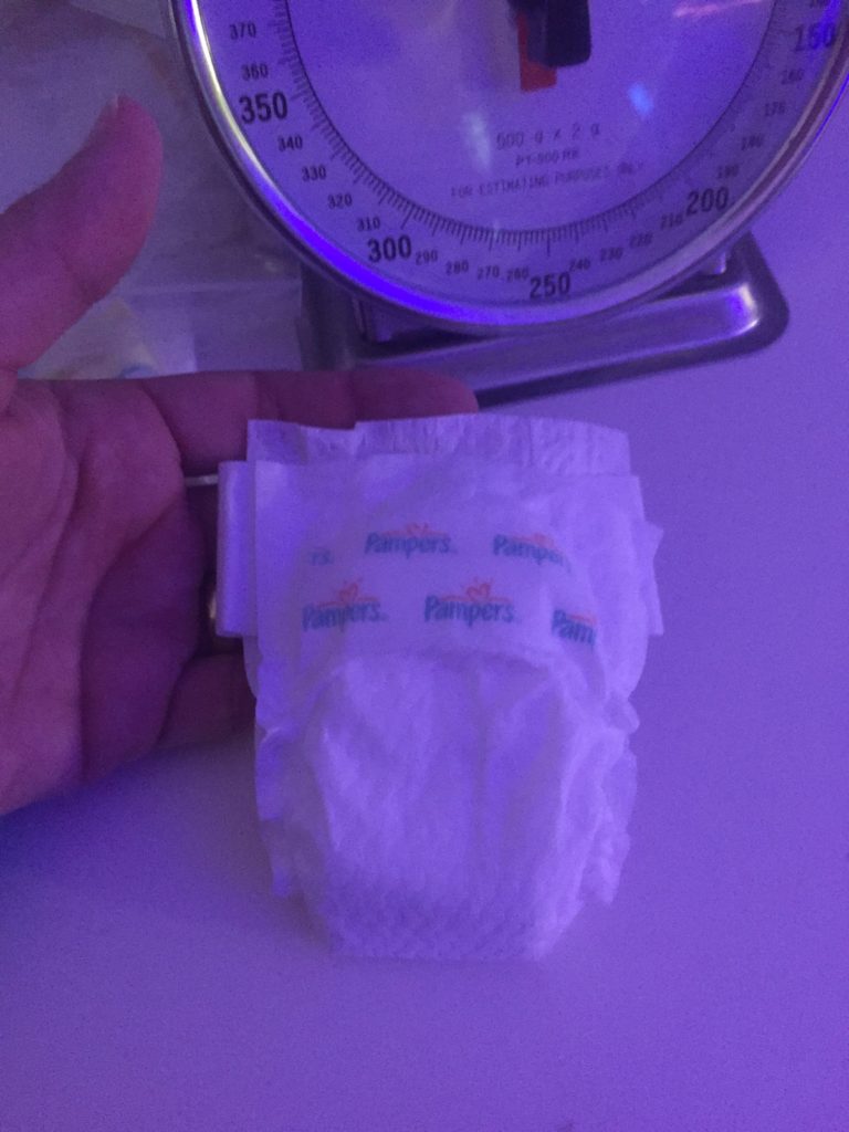 In the NICU every diaper was weighed to measure output Pampers makes several preemie size diapers especially for the tiniest babies in the NICU Tiniest diaper