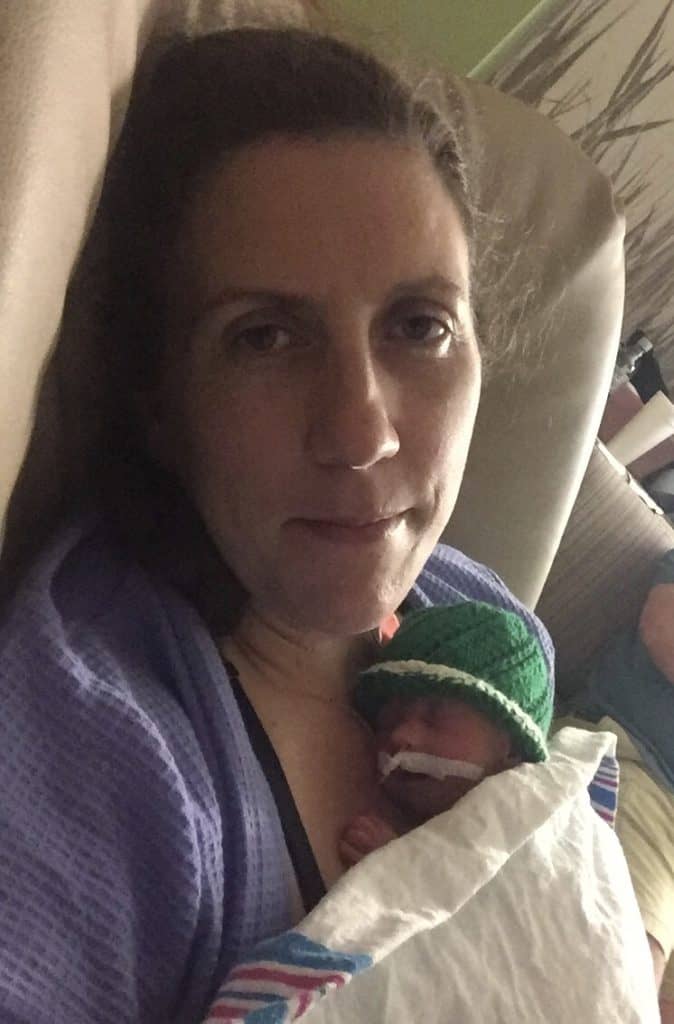 NICU boy in kangaroo care with mom in the NICU helps make NICU grads Mom and preemie Selfie