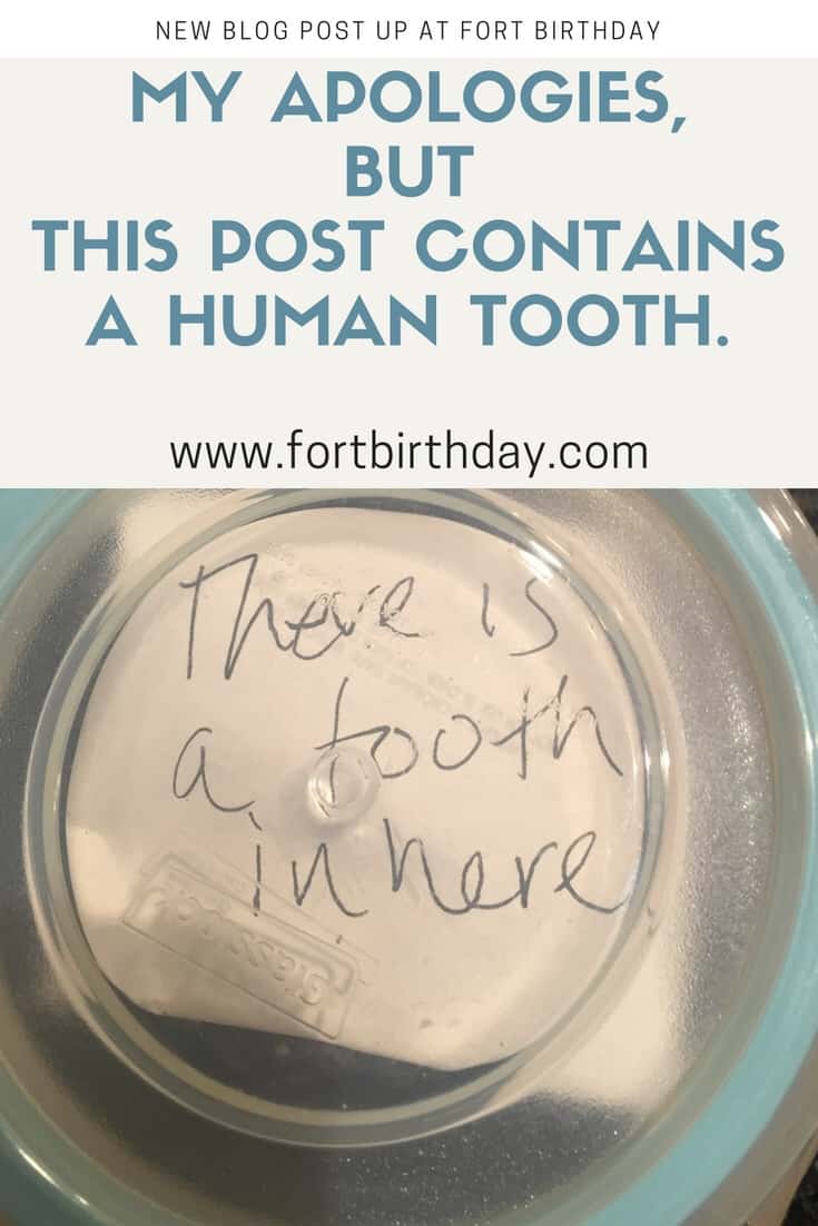 This post contains a human tooth. The silly story of how we accidentally fed my nephew’s tooth to our new friends.