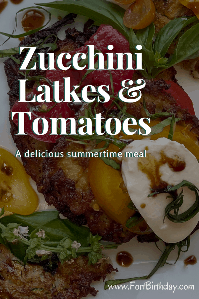Zucchini latkes & tomatoes